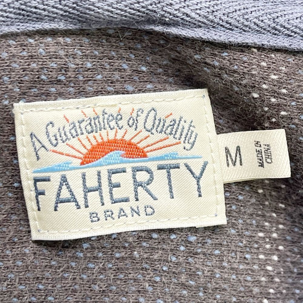 Faherty Mens Baja Poncho Blue and gray stripe Cotton Hoodie - Size M - Picture 5 of 7
